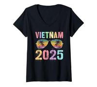 Mujer Vintage Vietnam 2026 Vacay Cruise Vacation Mamá Hija Camiseta Cuello V