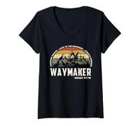 Mujer Vintage Waymaker Promise Keeper Miracle Worker Christian Camiseta Cuello V