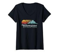 Mujer Vintage Yellowstone National Park Retro Camiseta Cuello V