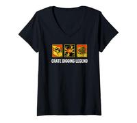 Mujer Vinyl Record Collector Crate Digging Legend Camiseta Cuello V