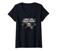 Mujer Vinyl Record Collector Spin It Loud Love The Crackle Camiseta Cuello V