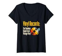 Mujer Vinyl Records The Timeless Sound Track Vintage Vinyl Camiseta Cuello V