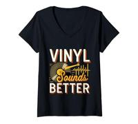 Mujer Vinyl Sounds Better Analog Music Collector Appreciate -- Camiseta Cuello V