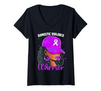 Mujer Violencia Doméstica Guerrero Concientización Mujeres que Usamos Púrpura Camiseta Cuello V