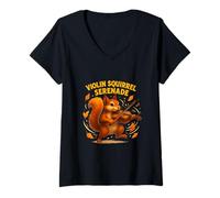 Mujer Violín Ardilla Otoño Música Danza Camiseta Cuello V