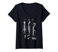 Mujer Violín Charol Estilo Vintage Violinista Fresco Vintage Violín Camiseta Cuello V