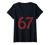 Mujer Viral Six Seven Love 67 Hearts Día de San Valentín Clásico Camiseta Cuello V
