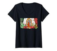 Mujer Virgen De Guadalupe Virgin Mary Our Lady of Guadalupe Mexico Camiseta Cuello V