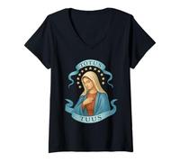 Mujer Virgen María Católica: Toda Tuya Camiseta Cuello V