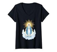 Mujer Virgen María Reina del Cielo Camiseta Cuello V