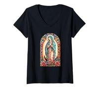 Mujer Virgin Mary of Guadalupe Religious Graphic Women Catholic Camiseta Cuello V