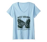 Mujer Virginia Occidental Raíces ásperas Rising Green Camiseta Cuello V