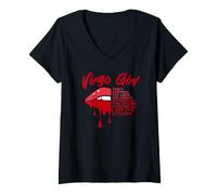 Mujer Virgo Girl Biting Lip I Am The Storm Signo del Zodiaco Mujer Camiseta Cuello V