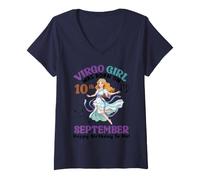 Mujer Virgo Girl nació el 10 de septiembre Feliz cumpleaños para mí Camiseta Cuello V