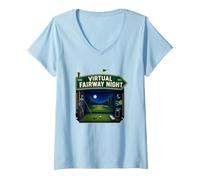 Mujer Virtual Fairway Night Golf Interior Simulador Camiseta Cuello V