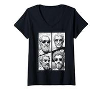 Mujer Virtudes estoicas Sabiduría Templanza Justicia Coraje Comic Camiseta Cuello V