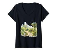 Mujer Visión Futura sostenible de la Ciudad Verde Camiseta Cuello V