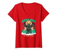 Mujer Visit the Jersey Devil Funny Retro Graphic Camiseta Cuello V