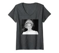 Mujer Visita de la Familia Real de Diana Princesa de Gales a América 1985 Camiseta Cuello V