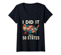 Mujer Visited All 50 Estados Unidos Map Travel Visit America States Camiseta Cuello V