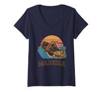 Mujer Vista del atardecer de la montaña de la isla de Camiseta Cuello V