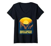 Mujer Vista del Atardecer Vintage del Parque Nacional Deep Gorge Camiseta Cuello V