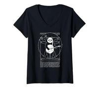 Mujer Vitruvian Rock Panda, Leonard da Vinci, Arte, Music, diversión Camiseta Cuello V