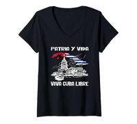 Mujer Viva Cuba Libre Patria Y Vida CLÁSICA Camiseta El Capitolio Camiseta Cuello V