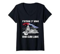Mujer Viva Cuba Libre Patria Y Vida Free Sos Cuba Capitol Camiseta Cuello V