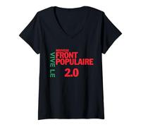 Mujer Viva el Nuevo Frente Popular 2.0 LFI Los Verdes Comunista Camiseta Cuello V