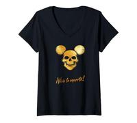 Mujer Viva La Muerte Golden Skull Art - Camisa de Halloween Camiseta Cuello V