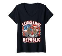 Mujer Viva la República Bandera de Estados Unidos Demócrata Camiseta Cuello V