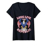 Mujer Viva la República Bandera de Estados Unidos Demócrata Camiseta Cuello V