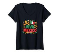 Mujer Viva México Día de la Independencia Mexicana Independencia de México Camiseta Cuello V