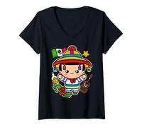 Mujer Viva Mexico Kids Independence Day Funny Dance Mexican Camiseta Cuello V