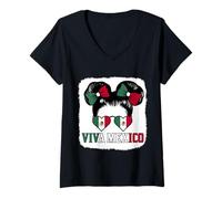 Mujer Viva México para niñas y Mujeres Día de la Independencia Camiseta Cuello V