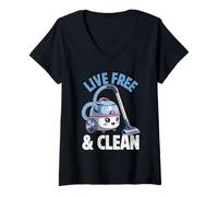 Mujer Vive libre y limpio Camiseta Cuello V