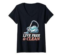 Mujer Vive libre y limpio Camiseta Cuello V