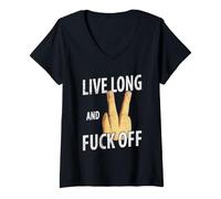 Mujer Vive Mucho Y Vete A LA Mierda Camiseta Cuello V