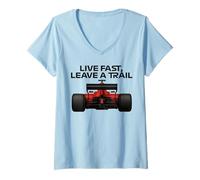 Mujer VIVE RÁPIDO, DEJA UN CAMINO Semana de carreras Motorsport Racing Camiseta Cuello V