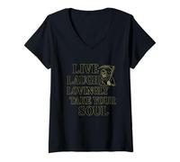 Mujer Vive, ríe y llévate tu alma con amor - Funny Grim Reaper Camiseta Cuello V