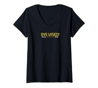 Mujer Vive sabiamente Camiseta Cuello V
