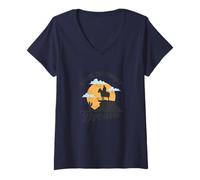 Mujer Viviendo el Rodeo de sueños de Vaquero Camiseta Cuello V