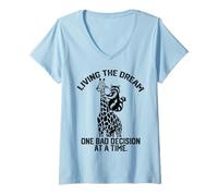 Mujer Viviendo el sueño una mala decisión a la vez divertida Camiseta Cuello V