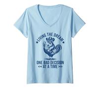 Mujer Viviendo el sueño Una mala decisión a la vez Divertido mapache Camiseta Cuello V