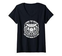 Mujer Viviendo el sueño una Pesadilla a la Vez Divertido gótico Vintage Camiseta Cuello V