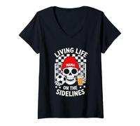 Mujer Viviendo la vida al margen Mamá Camiseta Cuello V