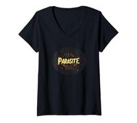 Mujer Vivir a lo grande con esta declaración de parásitos Camiseta Cuello V
