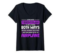 Mujer Vivir con la Conciencia de la fibromialgia Fibro Warrior Camiseta Cuello V
