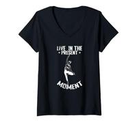 Mujer Vivir en el Momento Presente Yoga Camiseta Cuello V